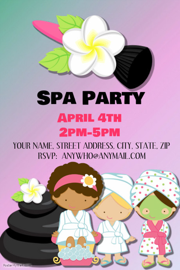 Fully Editable Spa Party Invitation