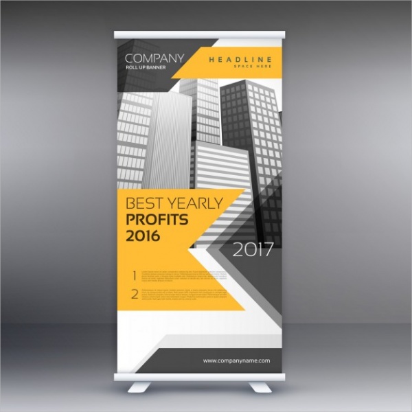 Geometric Yellow Roll Up Banner for Corporate