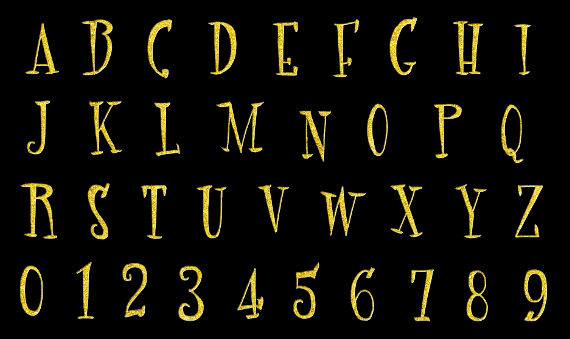 Gold Glitter Alphabet Fancy Font