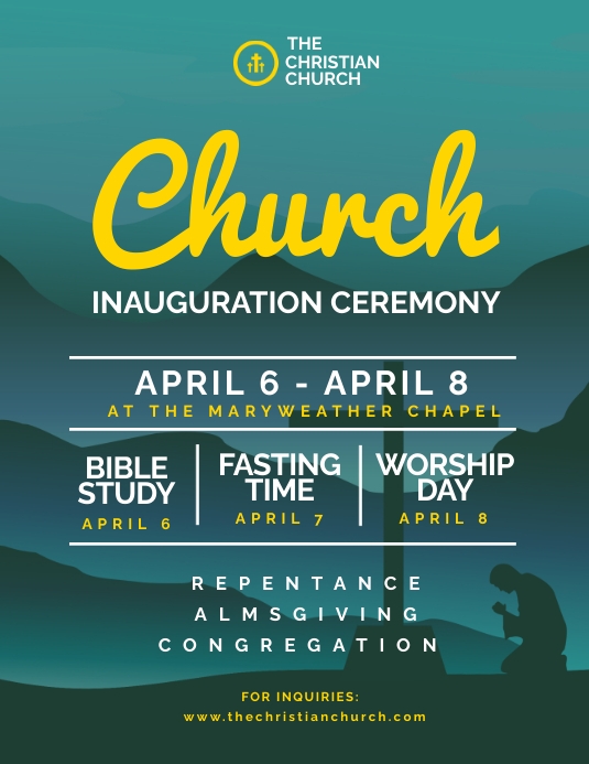 Green Church Inauguration Flyer Template