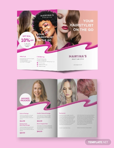 hairstylist bifold brochure template