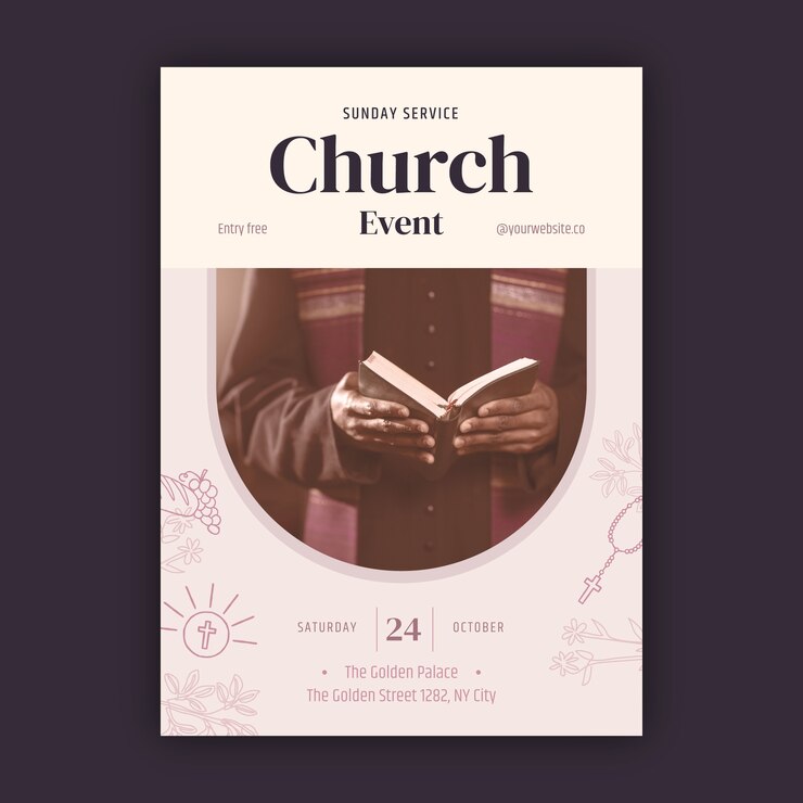 Hand Drawn Flat Design Church Poster Template