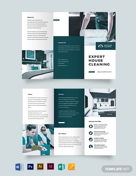 house cleaning tri fold brochure template