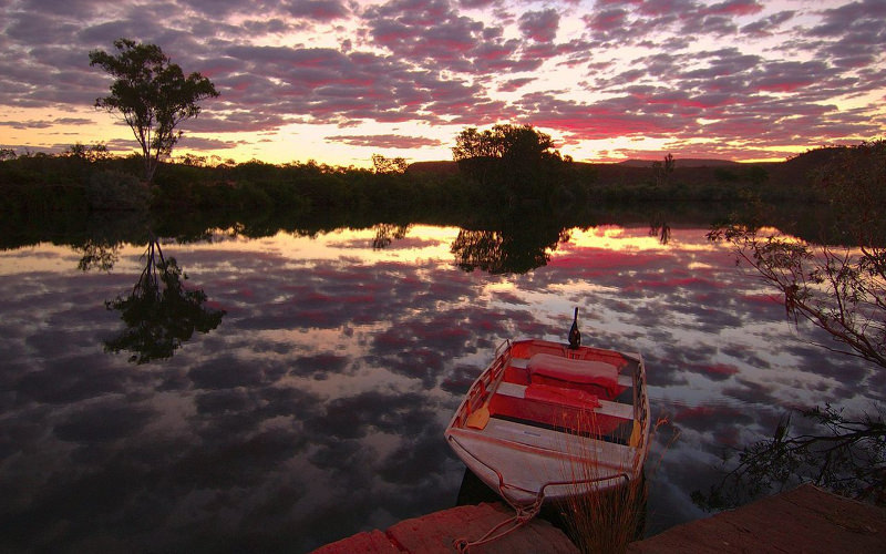 Landscape Boat River Wallpaper