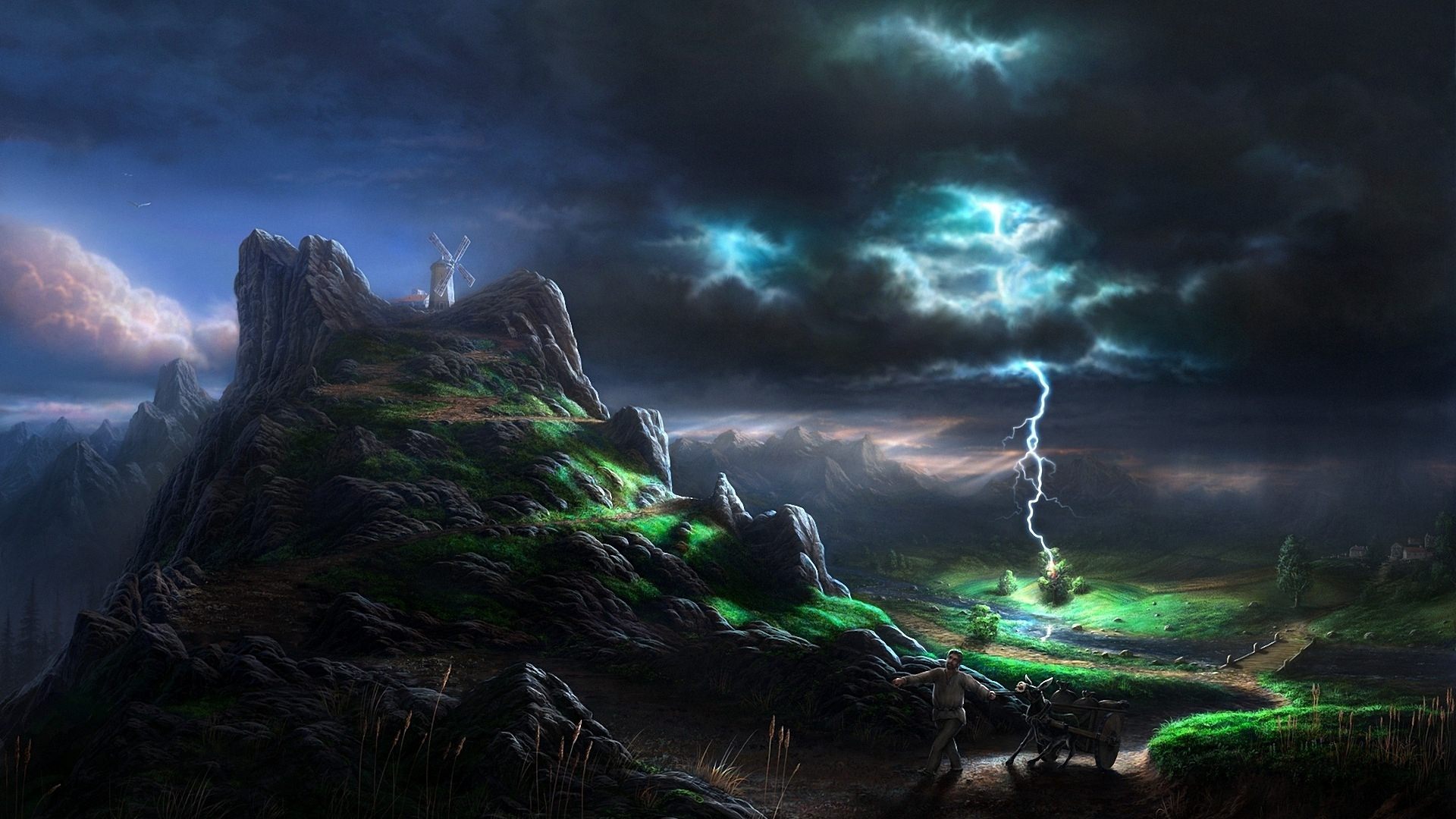 Lightning in Mountains Wallpaper