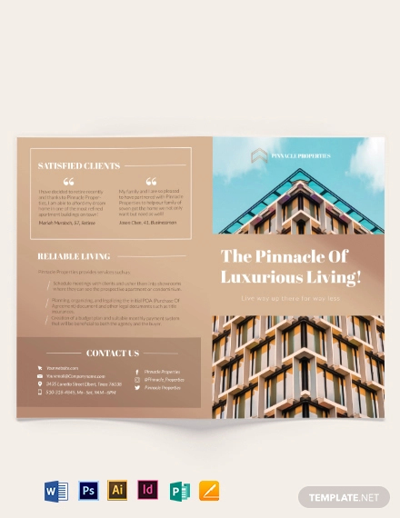 luxury apartment condo bi fold brochure template