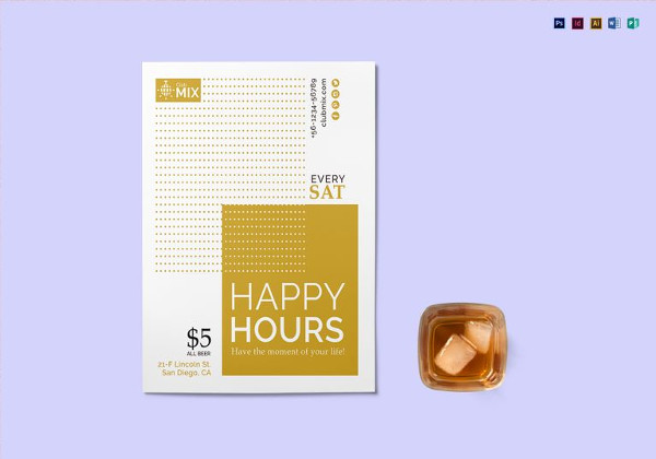 Minimal Happy Hour Flyer Template