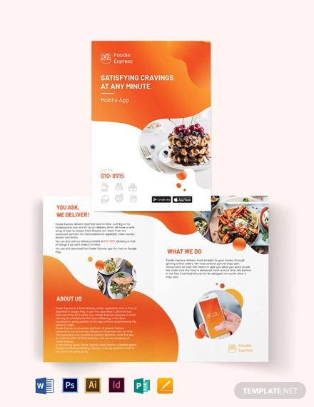 mobile app bi fold brochure template