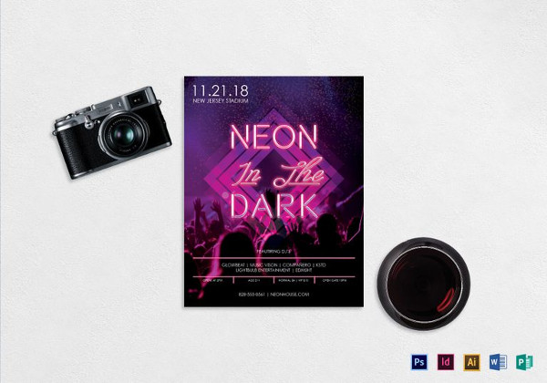 neon music flyer template