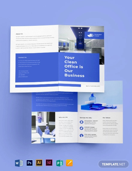 office cleaning service bi fold brochure template