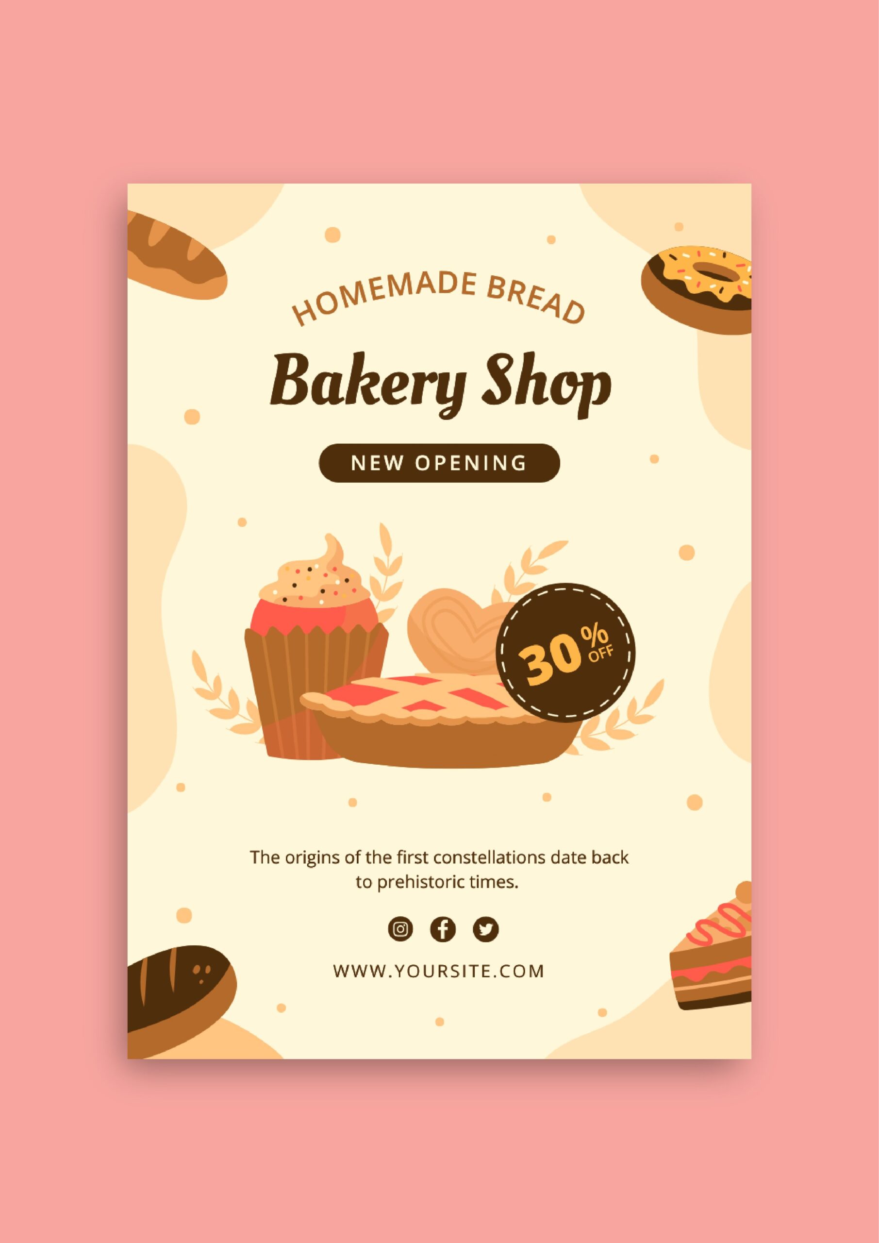 Personalize This Hand-drawn Waves Bakery New Opening Flyer Template for Free