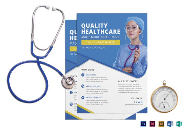 professional doctor health flyer template in word format