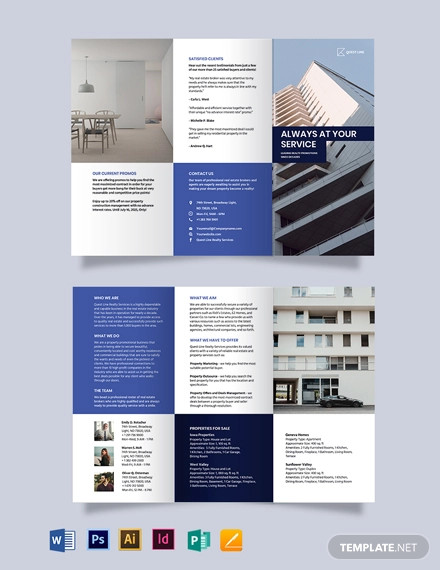 realestate company promotional tri fold brochure template