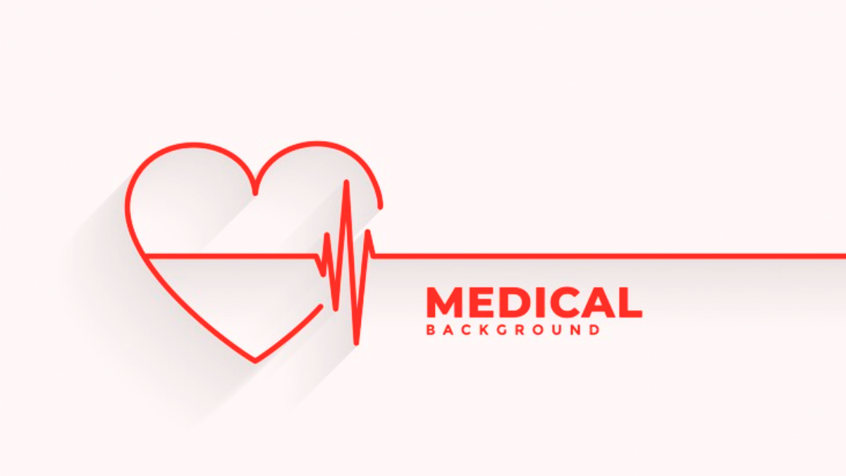 Red Heart with Heartbeat Line Medical Background