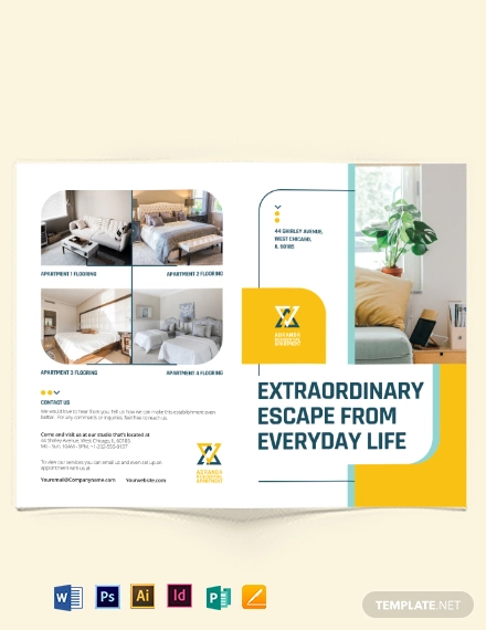 residential apartment bi fold brochure template