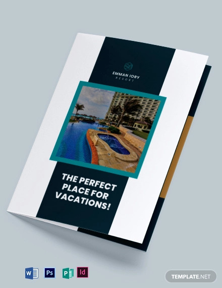 resort promotional bi fold brochure template