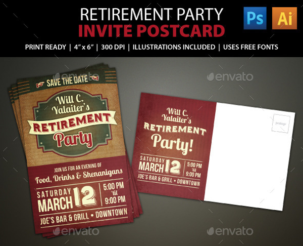 Retirement Party Postcard Invitation