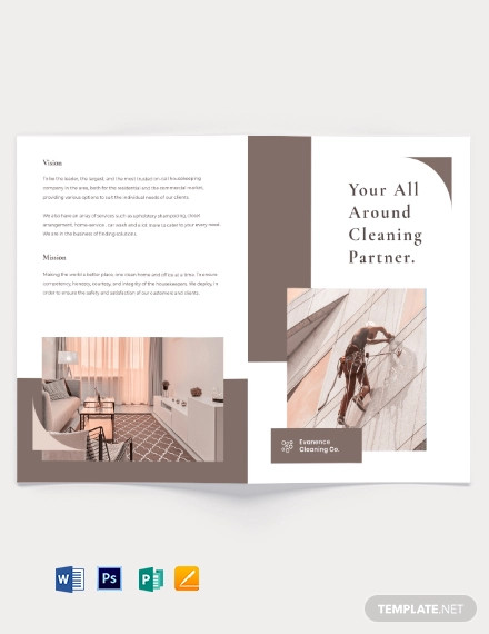 sample cleaning bi fold brochure template