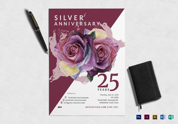 Silver Jubliee Anniversary Flyer Template