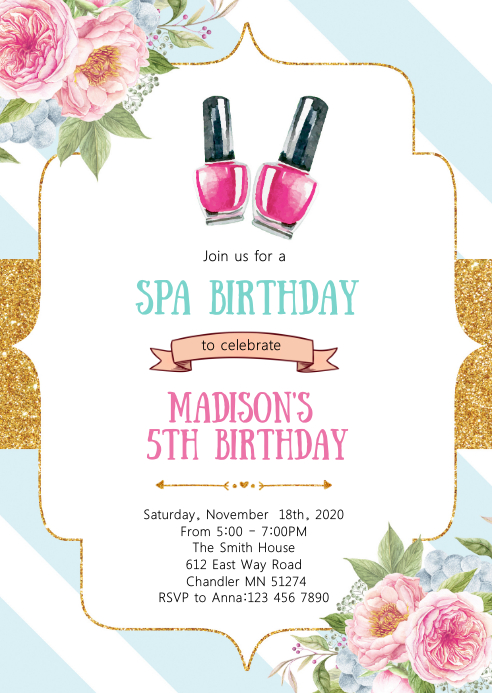 Spa Birthday Party Invitation Template