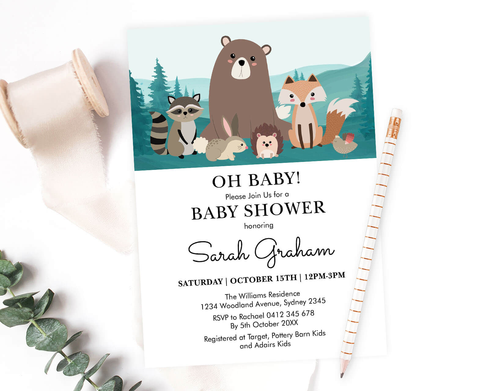 Stunning Woodland Baby Shower Invitations