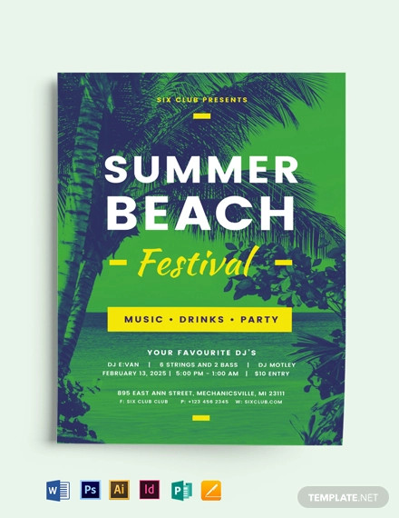 summer beach event flyer template