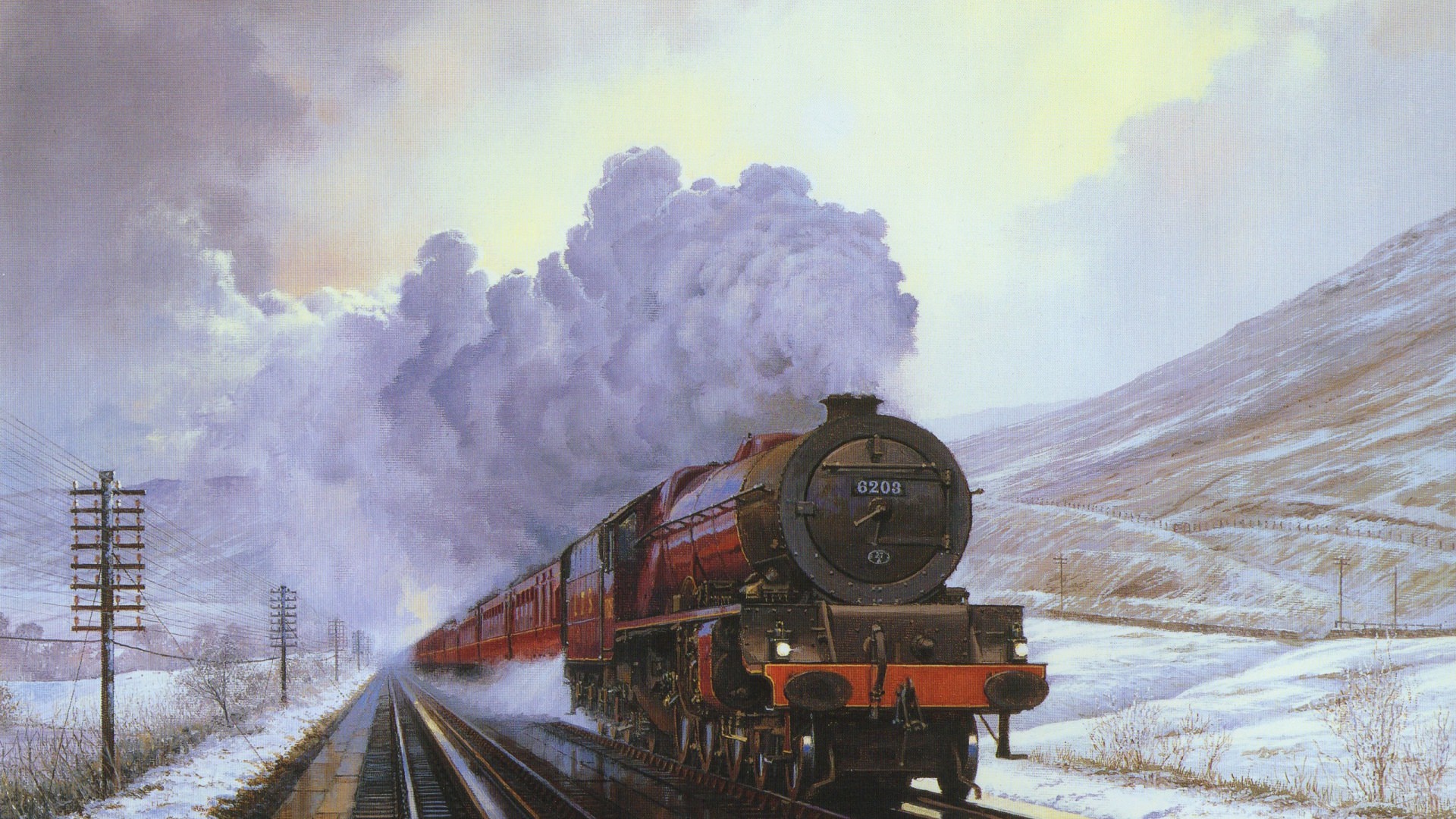 Train in Winter Snow Wallpaper