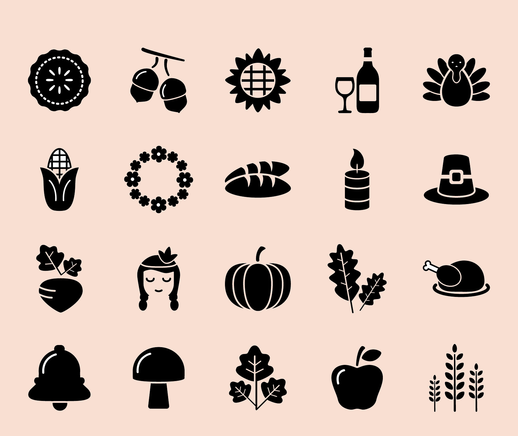 Thanksgiving and autumn icon pack Free Vector