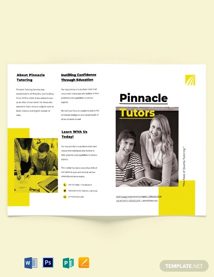 tutoring school bi fold brochure template