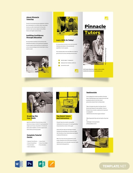 tutoring school tri fold brochure template