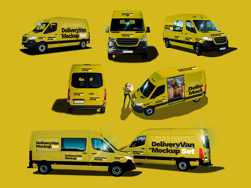 Ultra Realistic Delivery Van Mockup Set 