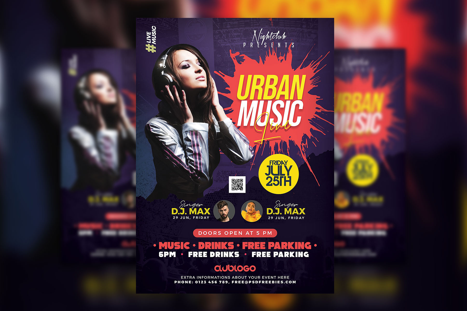 Urban Purple Concert Poster and Flyer Template