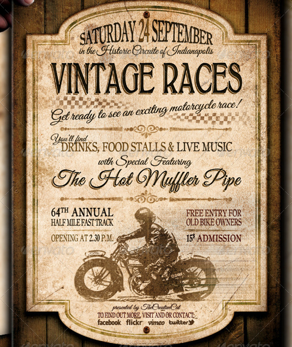 Vintage Motorcycle Racing Flyer