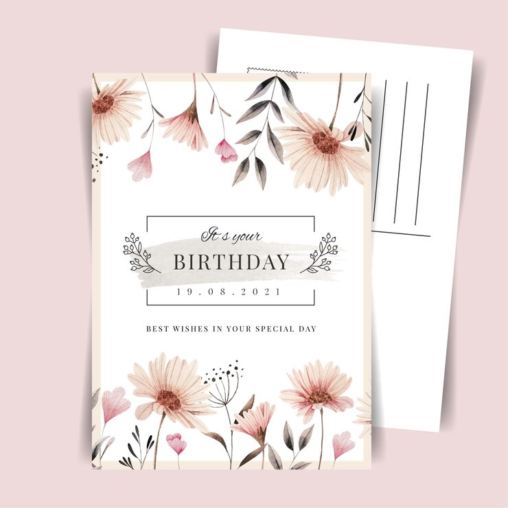 Vintage Indah Birthday Postcard Template