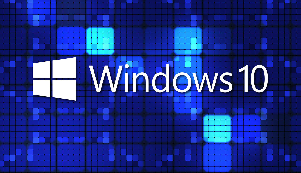 Windows 10 On Blue Square Wallpaper