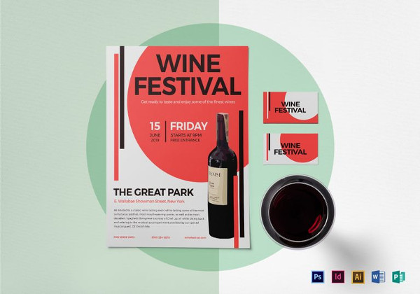 wine festival flyer template in psd