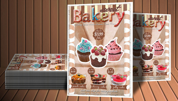 Free: Dessert flyer design with mousses cake, tart, cupcake, lemon tart  watercolor illustration. Free Vector - nohat.cc