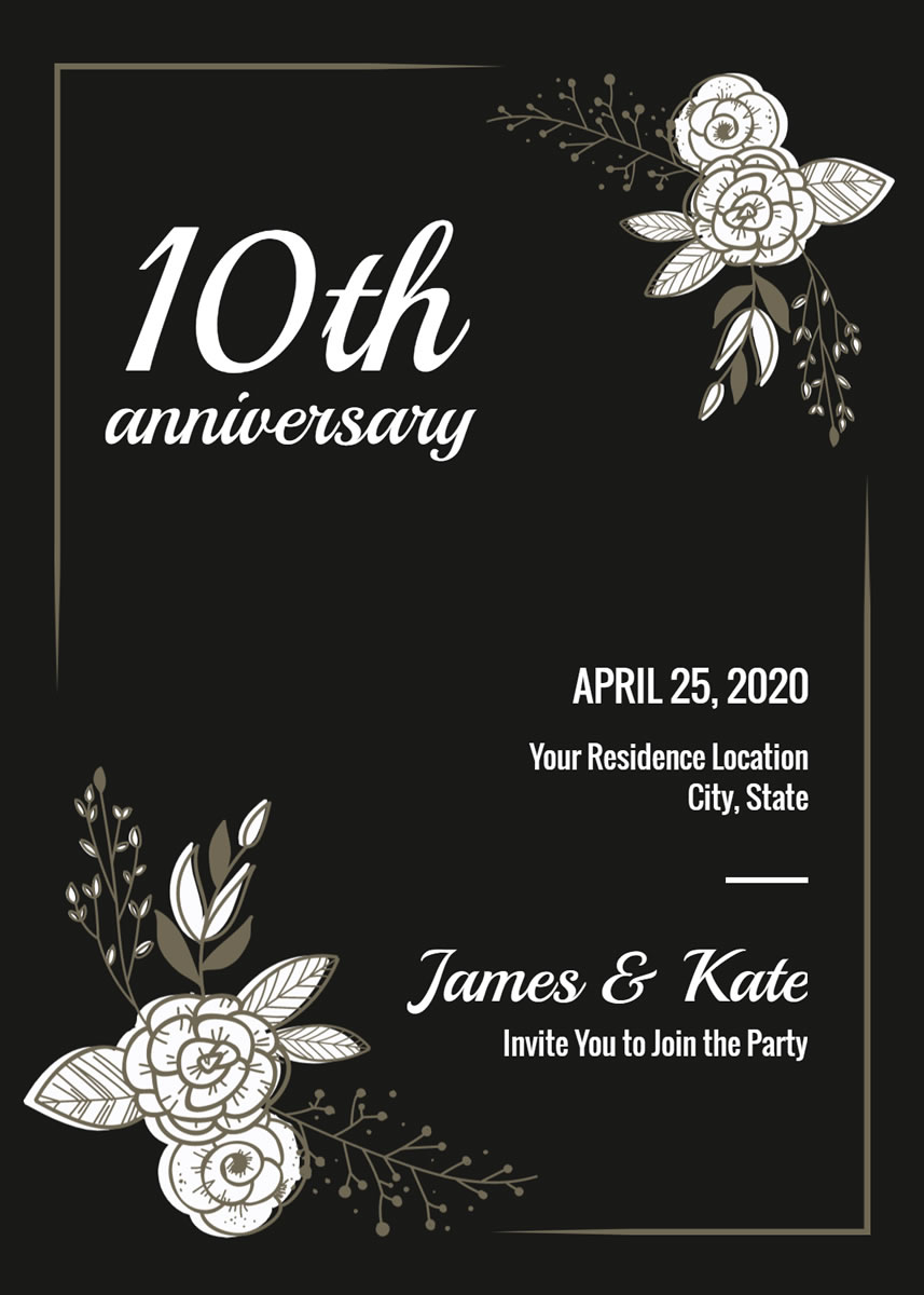 10th Anniversary Invitation Card Template