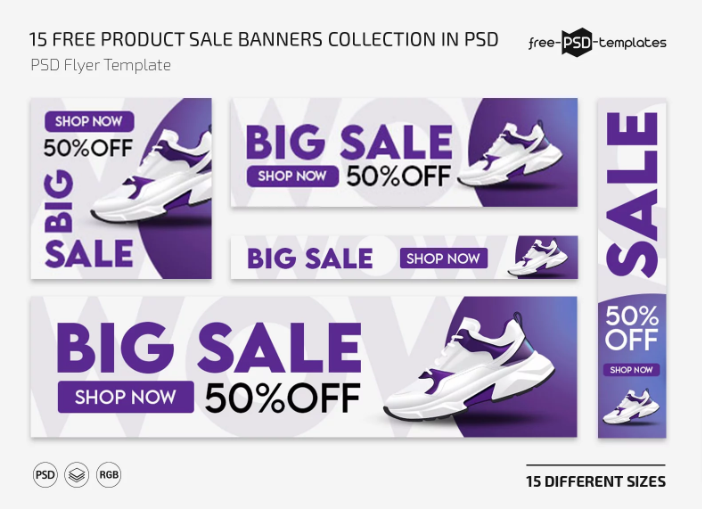 15 Free Product Sale Banners Collection in PSD