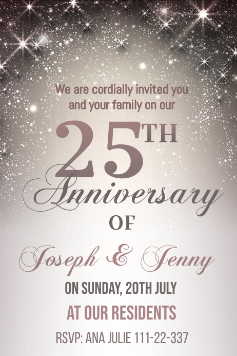 25th Anniversary Invitation Card Design