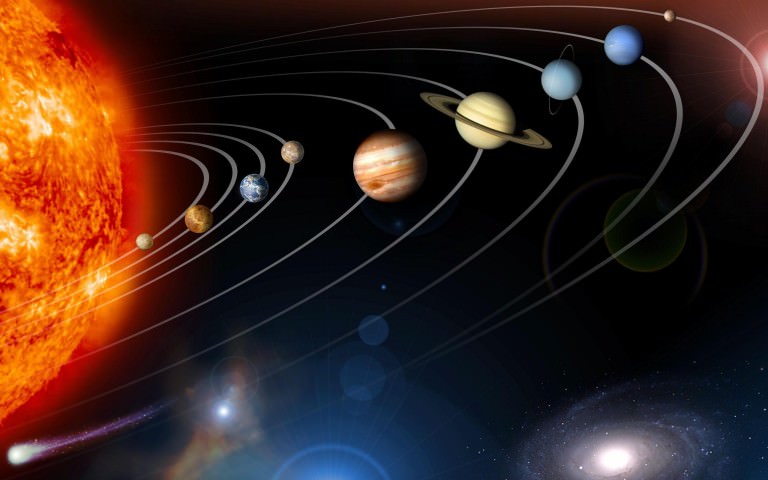 9 Planets in Space Wallpaper