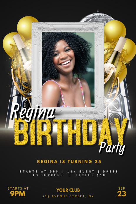 Adult Birthday Party Flyer Template