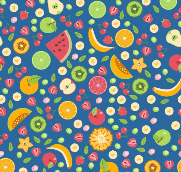 Awesome Fruits Pattern Free Vector