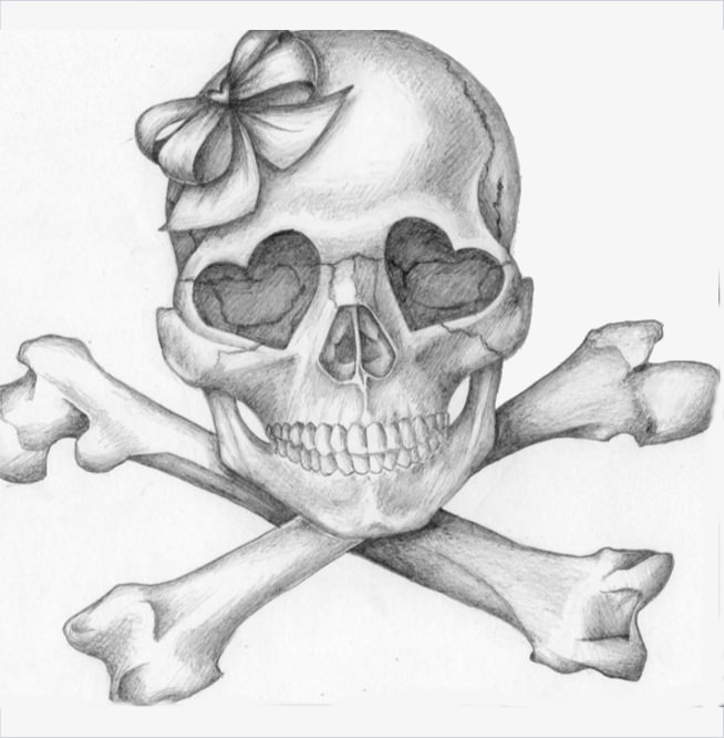 Awesome Girly Skull Drawing