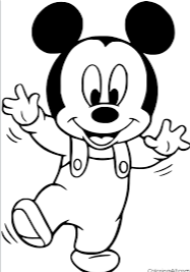 Baby Mickey Learning to Walk Coloring Page