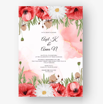 Beautiful Floral Anniversary Invitation Card