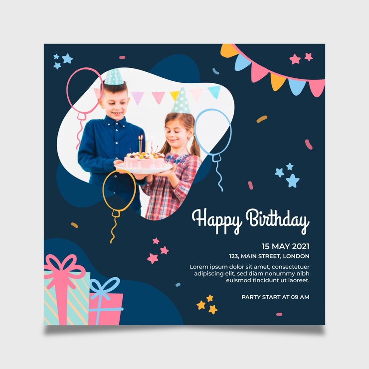 Birthday Squared Flyer Template