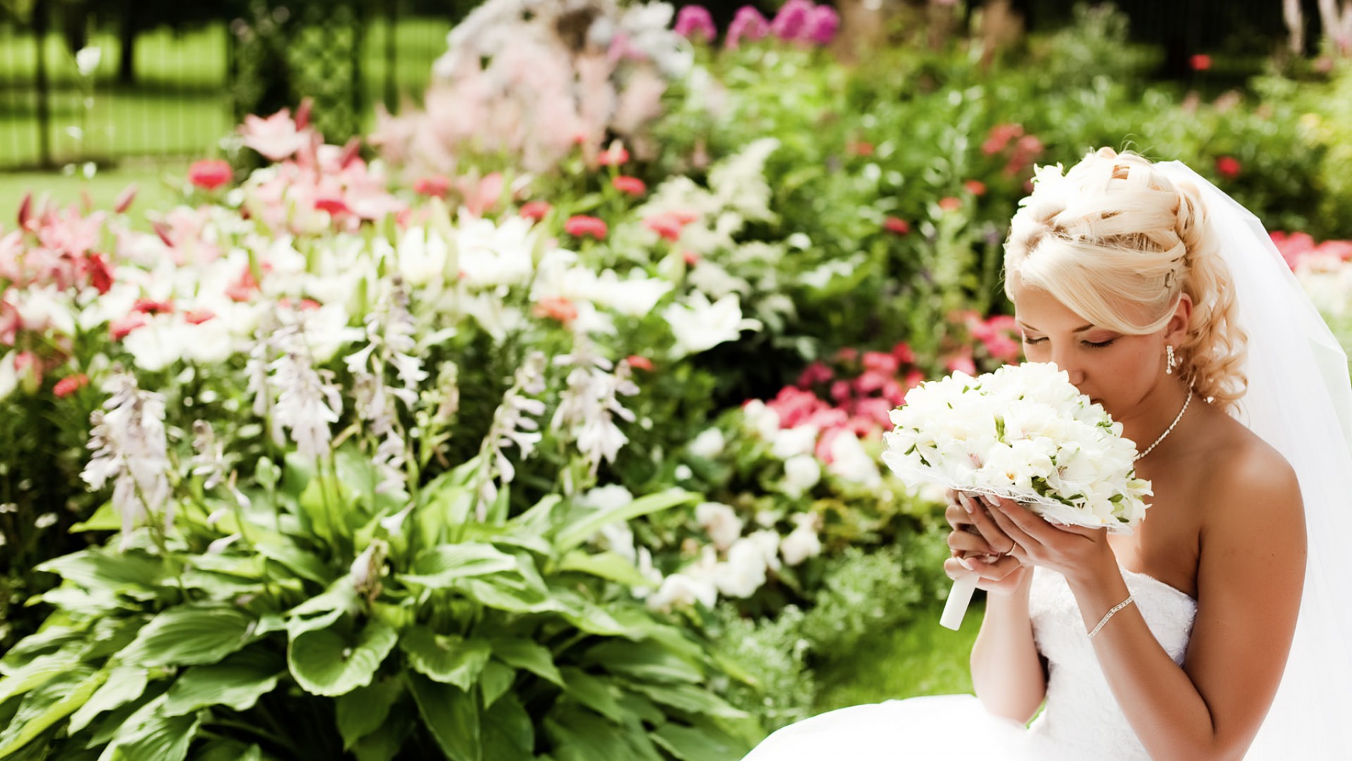 Bride with Flower Bouquet Background