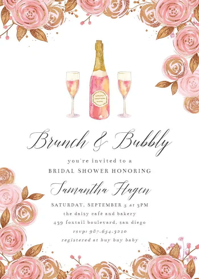 Brunch Bubbly Bridal Shower Invitation Template