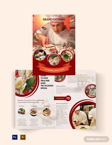 catering service bi fold brochure template